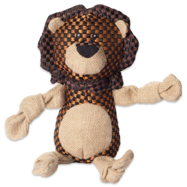 Squeaky Burlap Lion Pet Toy - Image 2