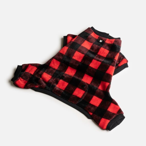 Buffalo Plaid Dog Pajama - Red - Image 4