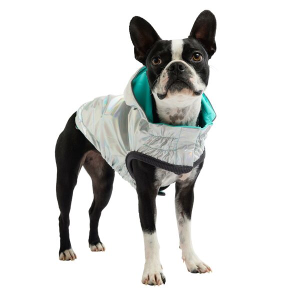 Reversible Raincoat - Neon Aqua with Iridescent - Image 4