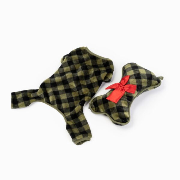 Elf Dog Pjs & Stocking Set - Green Plaid - Image 2