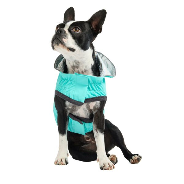 Reversible Raincoat - Neon Aqua with Iridescent - Image 2