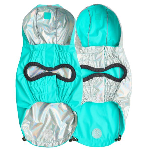 Reversible Raincoat - Neon Aqua with Iridescent - Image 3