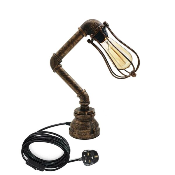 Retro Industrial Water Pipe Lighting Wall Plug-In Table Lamp Steampunk Metal Indoor Stand~1306 - Image 7