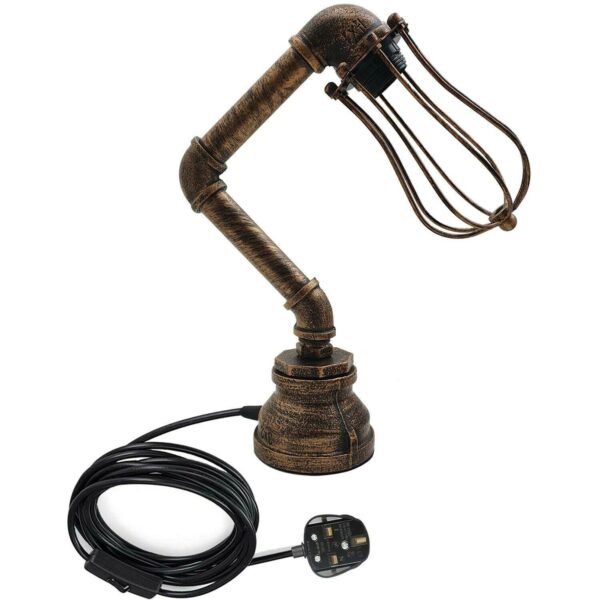 Retro Industrial Water Pipe Lighting Wall Plug-In Table Lamp Steampunk Metal Indoor Stand~1306 - Image 8