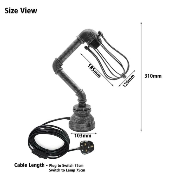 Retro Industrial Water Pipe Lighting Wall Plug-In Table Lamp Steampunk Metal Indoor Stand~1306 - Image 12