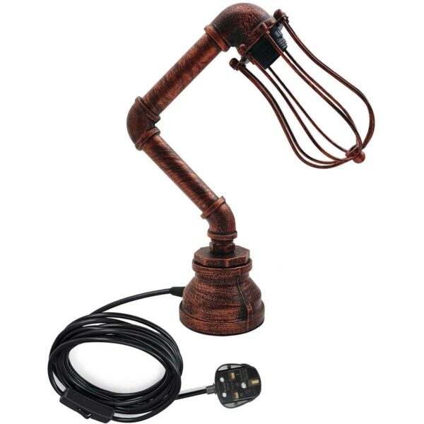 Retro Industrial Water Pipe Lighting Wall Plug-In Table Lamp Steampunk Metal Indoor Stand~1306 - Image 25