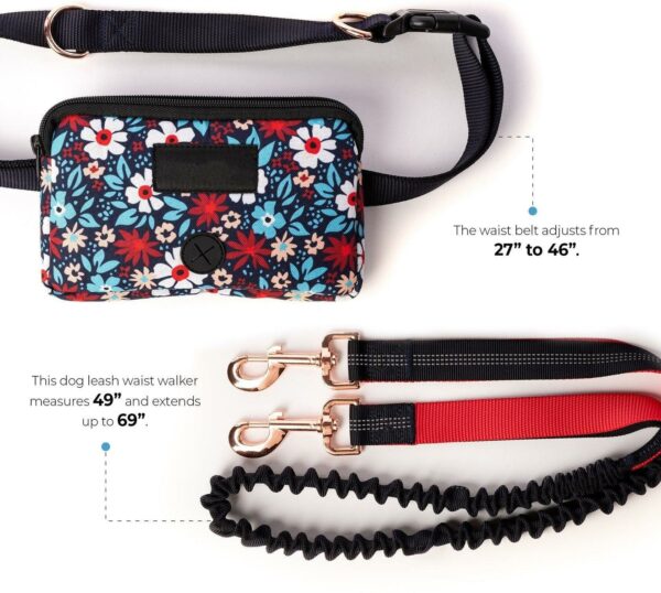 Floral Navy Hands Free Dog Leash - Image 6